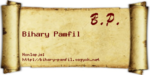 Bihary Pamfil névjegykártya